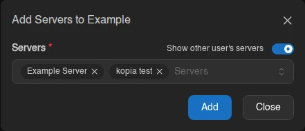 Adding several servers to a group