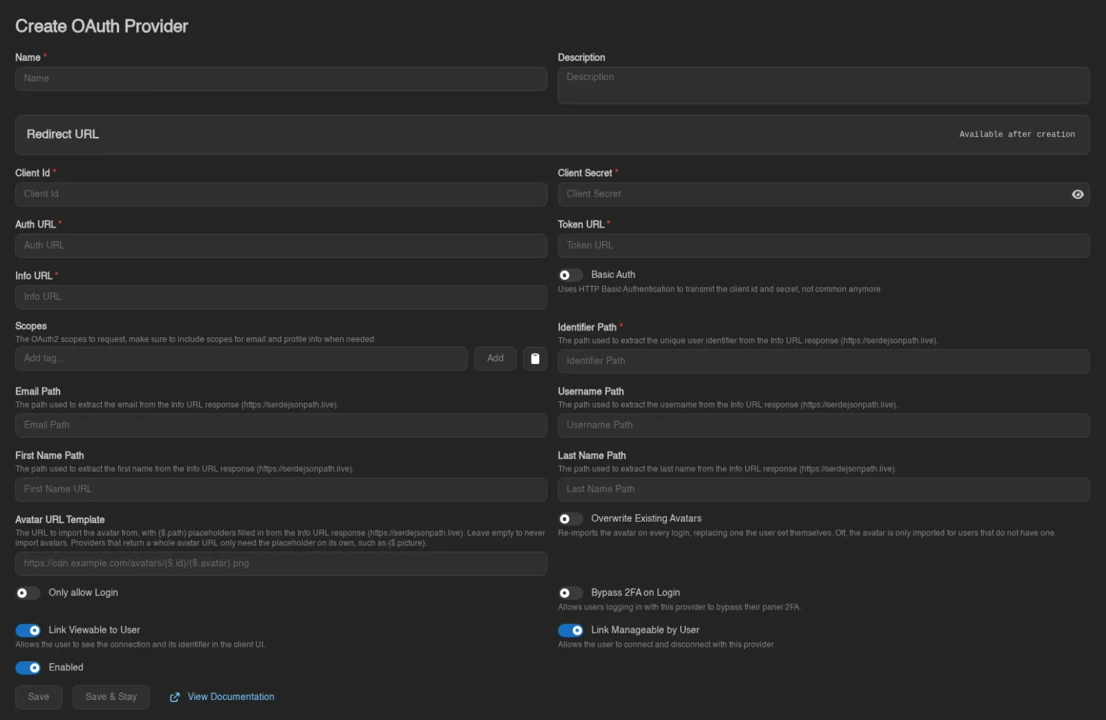Provider form