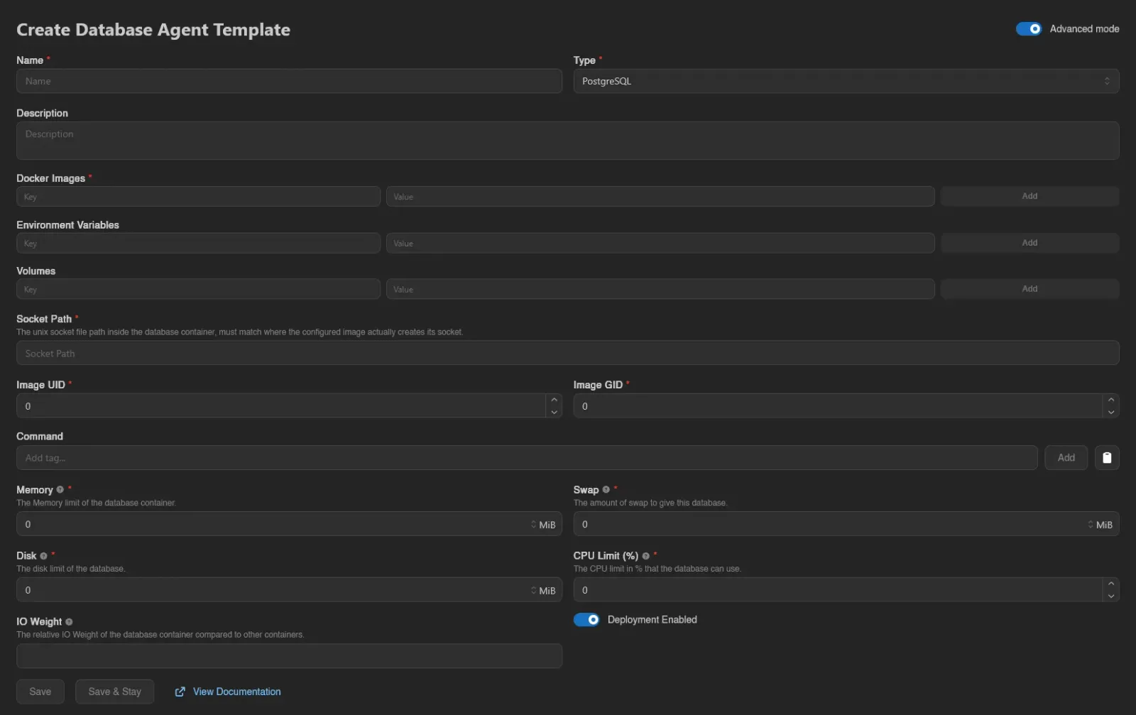 Create template form