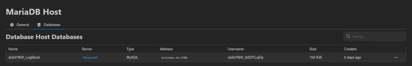 Databases on a host