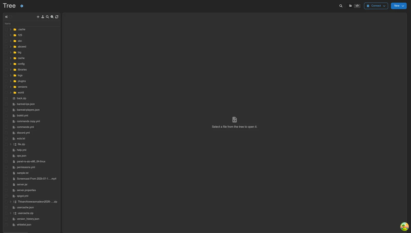 The file tree editor with the directory tree on the left and several files open in tabs
