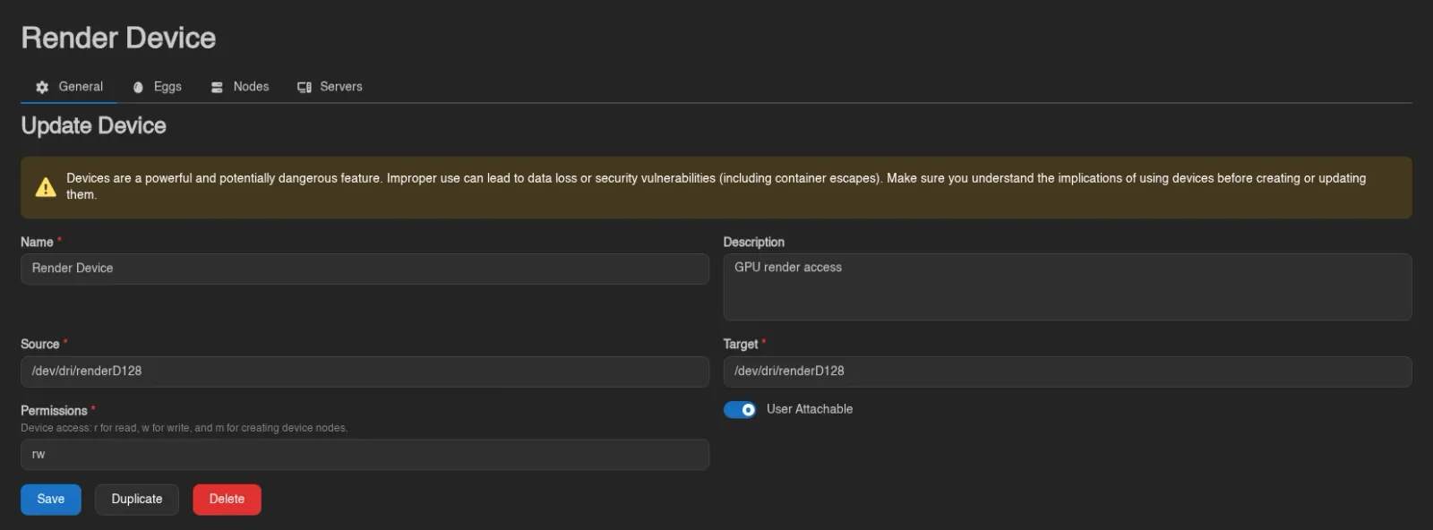 Device general settings