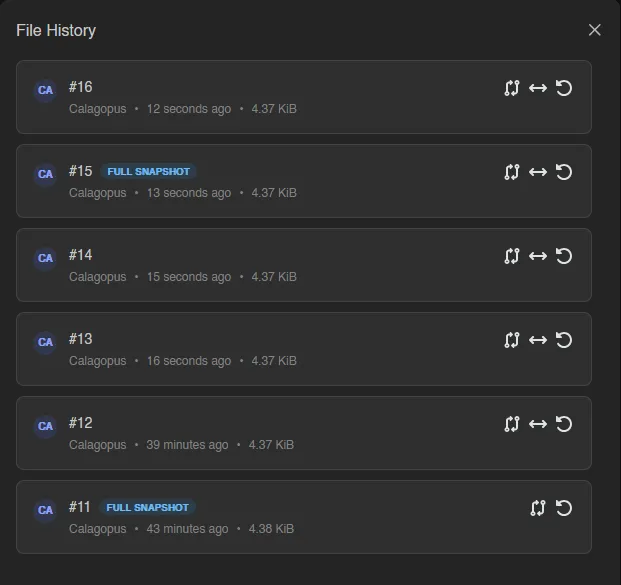 File history drawer