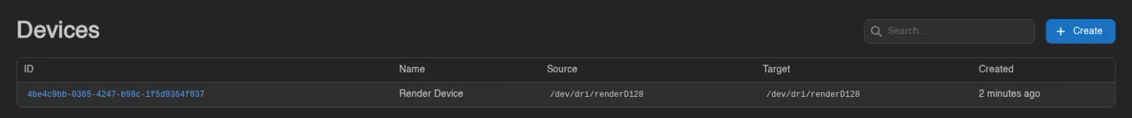 Devices list