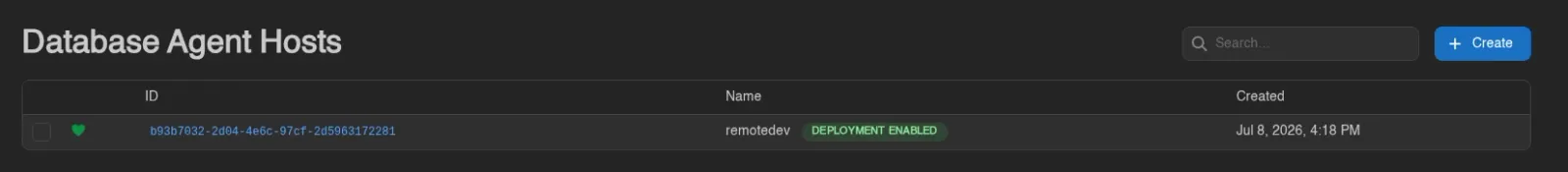 Database agent hosts list