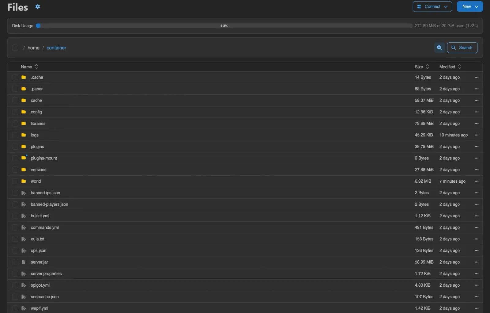 File manager list view