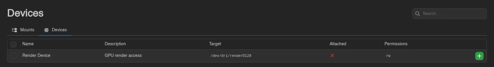 Available devices on a server
