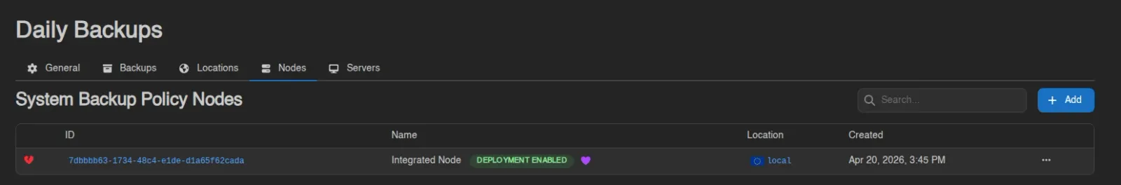 Policy nodes tab