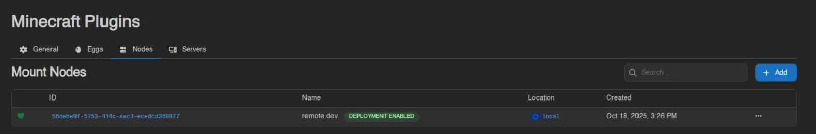 Mount nodes tab