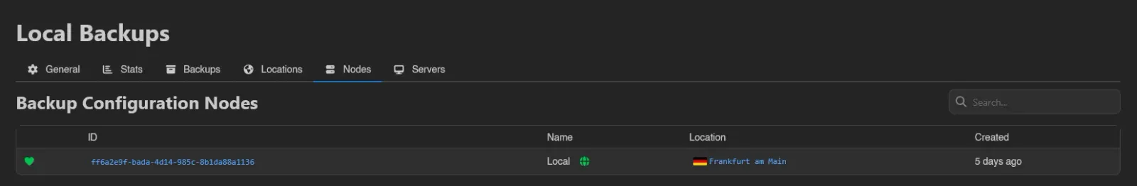 Nodes tab
