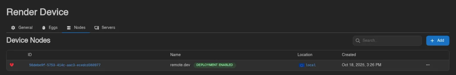 Nodes eligible to use the device